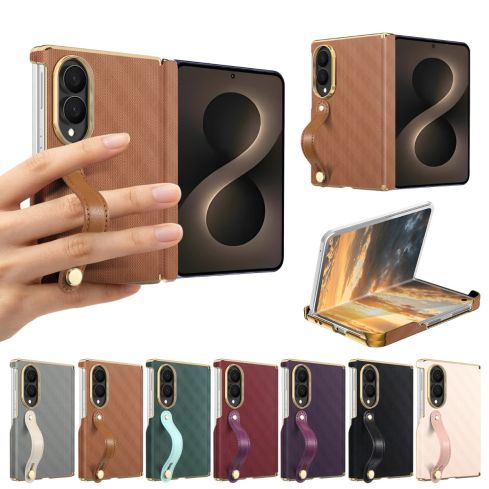 Samsung Z Fold8 Ultra Wrist Strap PU Leather Case – Anti-Shock, Anti-Slip, Anti-Drop