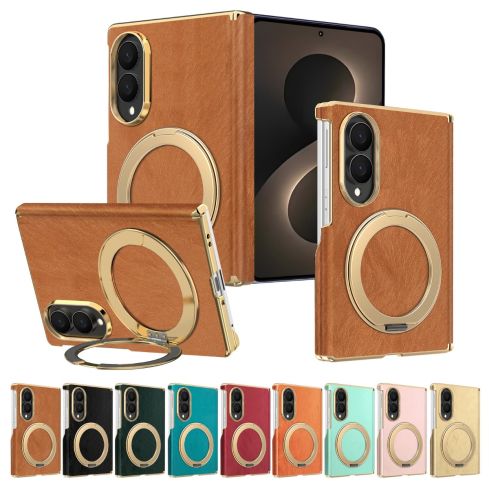 Samsung Z Fold8 Ultra Magnetic Stand Case – Velvet PU Leather, 360° Rotation, Shockproof