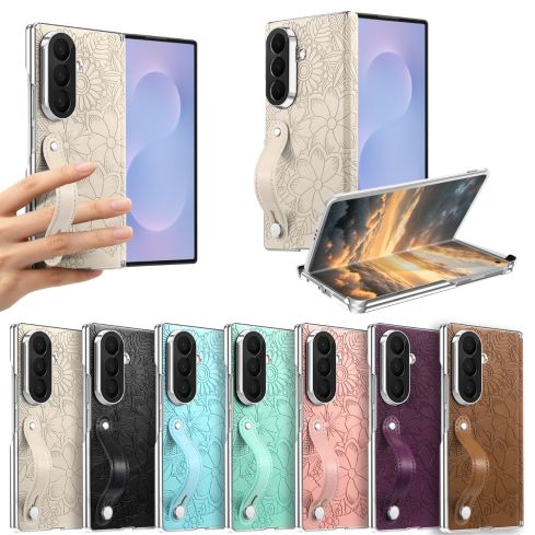 Floral PU Leather Wrist Strap Case for Samsung Galaxy Z Fold 8 Ultra | Anti-Drop Protective Cover