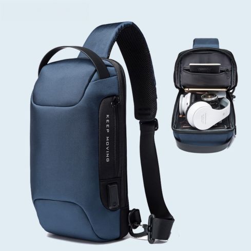 BANGE Waterproof Anti-Theft Sling Bag for Men | Crossbody Chest Bag with USB Charging Port & TSA Lock