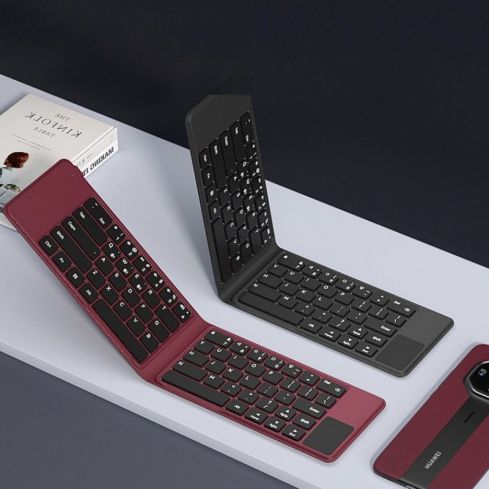 BOW HB168 Dual-Fold Bluetooth Keyboard with Touchpad for Huawei iPad Tablet Laptop