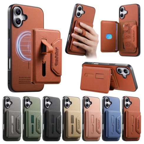 iPhone 17 Pro Magnetic Card Holder Case 2-in-1 – PU Leather Detachable Wallet & Stand