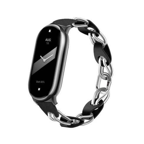 Xiaomi Mi Band 9 Chain Buckle Metal Wristband - Black and silver