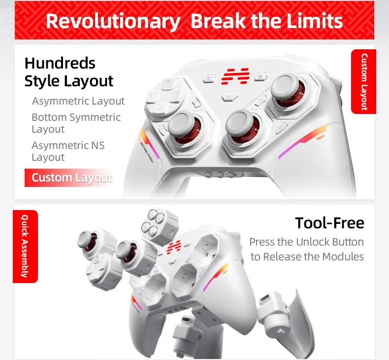 BEITONG PanGu Custom Modular Controller – Swappable Joysticks, D